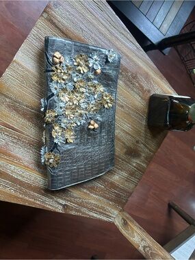 Nancy Gonzalez Embellished Metallic Floral Clutch - Used once